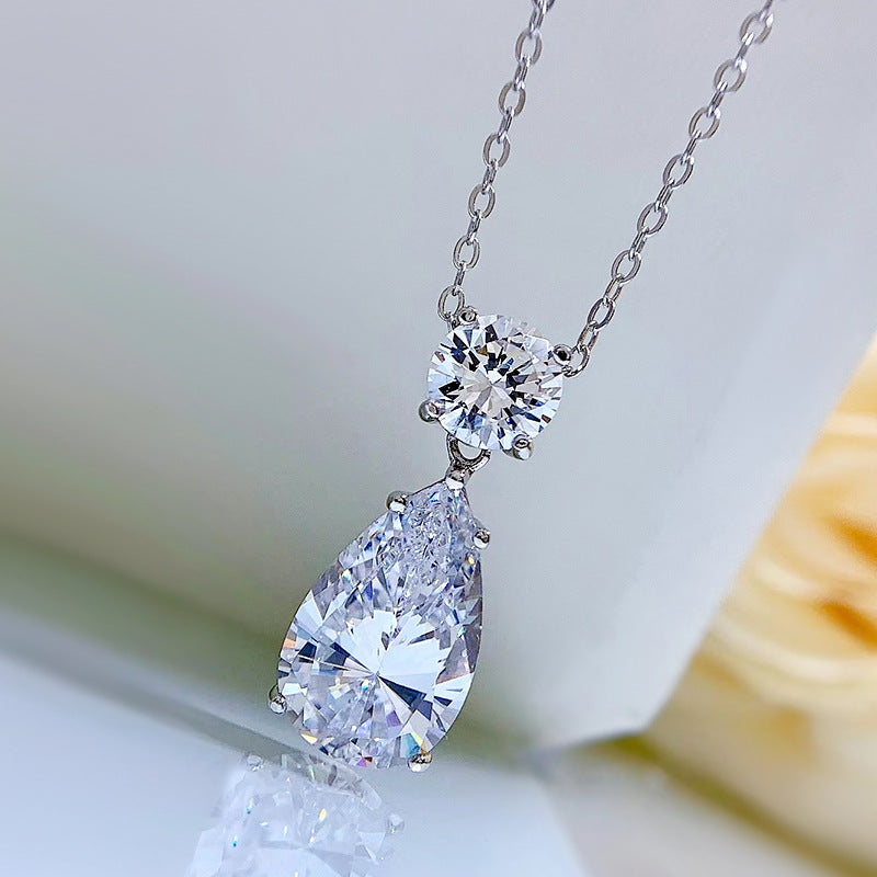 Elegant Pear Cut Simulated Diamond Necklace in 18K White Gold