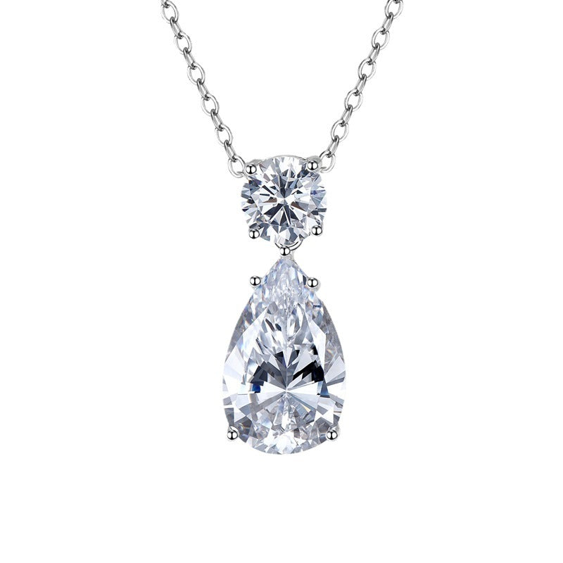 Elegant Pear Cut Simulated Diamond Necklace in 18K White Gold