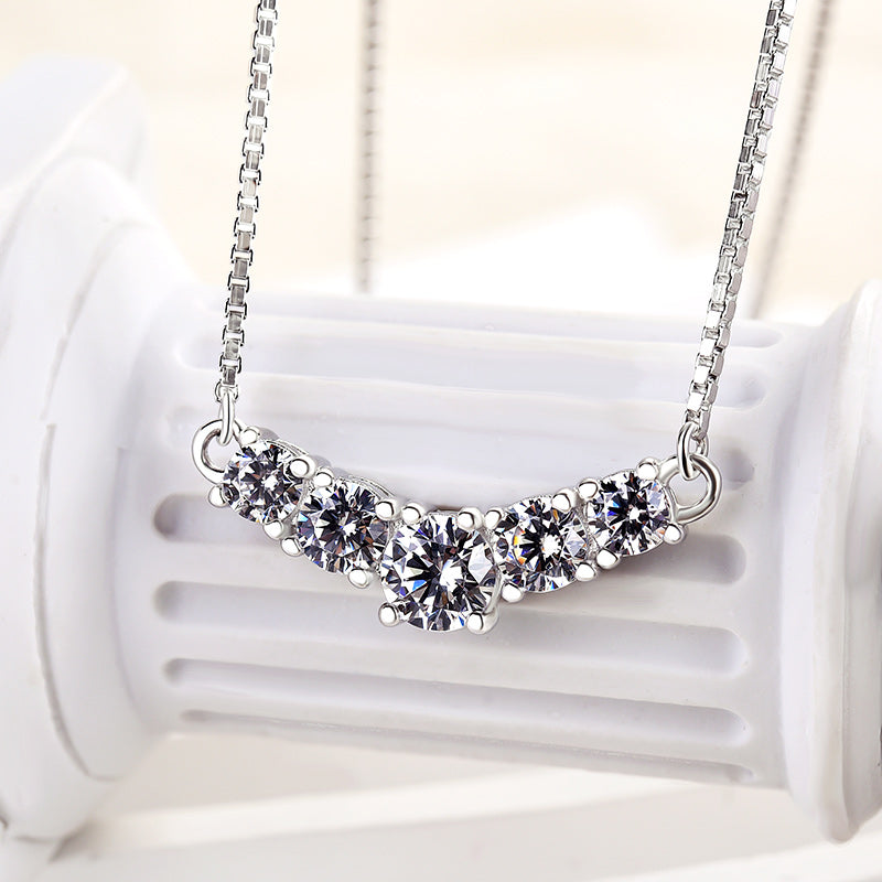 Timeless Round Simulated Diamond Necklace in 18K White Gold Plated Silver