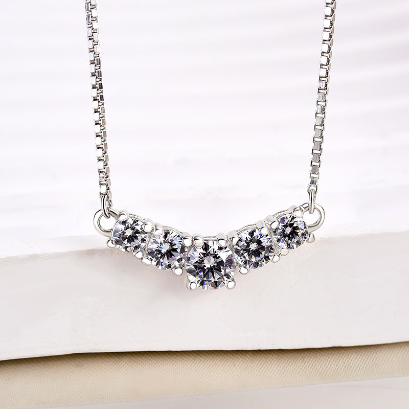 Timeless Round Simulated Diamond Necklace in 18K White Gold Plated Silver