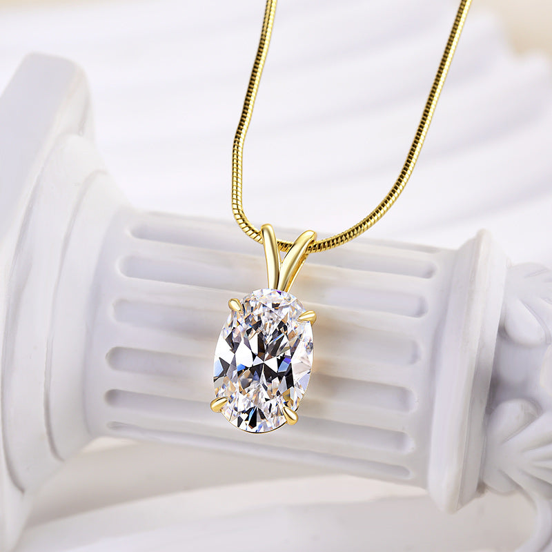 Elegant Simulated Diamond Necklace in 18K Gold Plated Silver