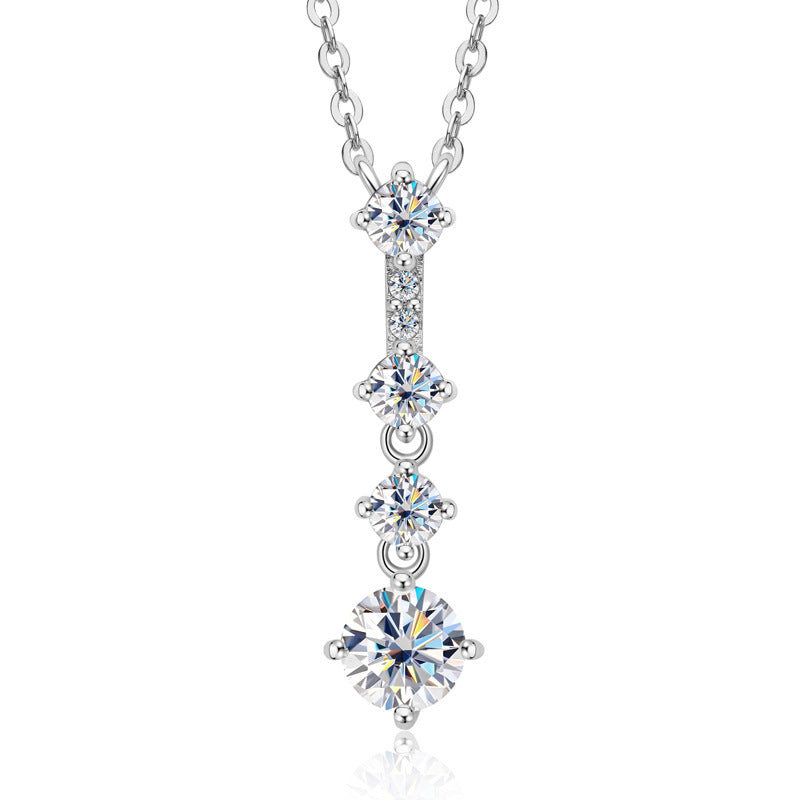 Eternal Love 0.8 Carat Moissanite Sterling Silver Necklace, 18K White Gold Plated