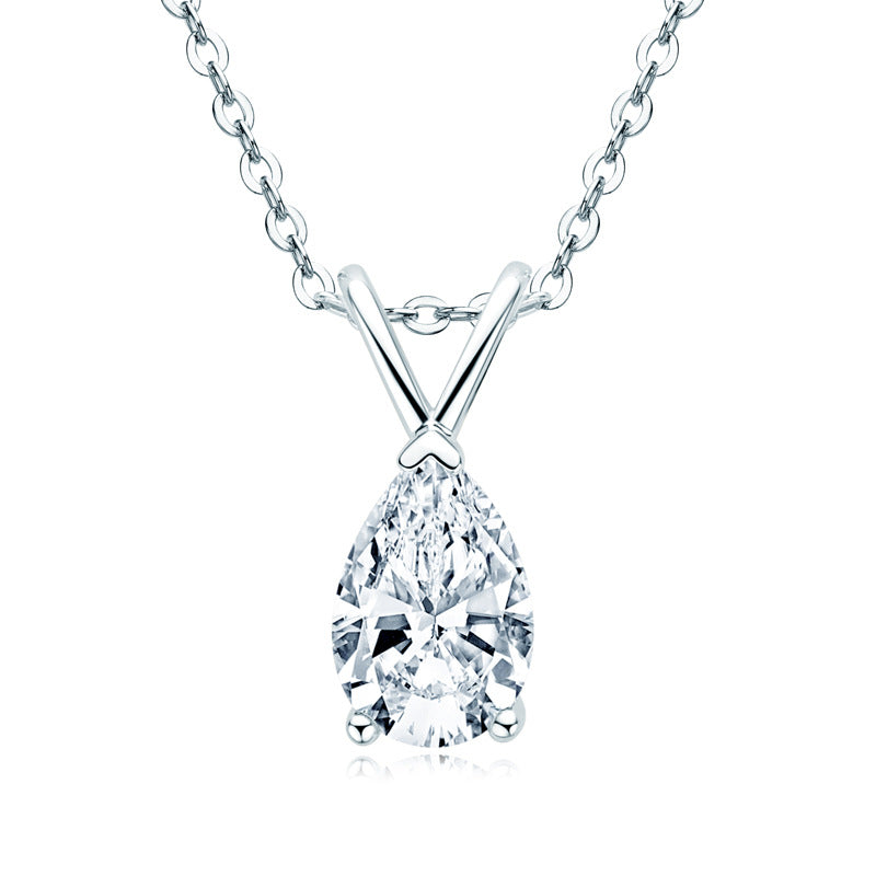 Timeless Pear-Cut Moissanite Necklace – 925 Silver, 18K Gold Plated