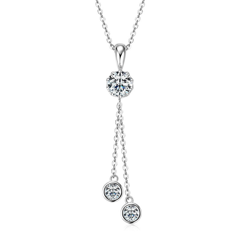 Elegant Round-Cut Moissanite Necklace – 925 Silver, 18K Gold Plated