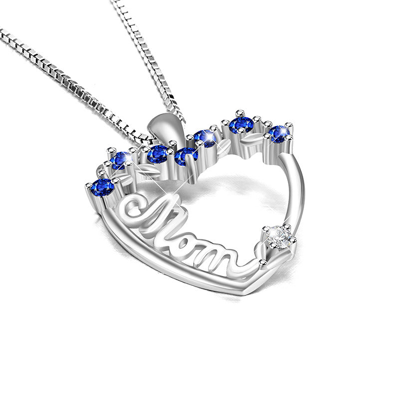 925 Silver White Gold Plated 0.3ct Blue Diamond Necklace