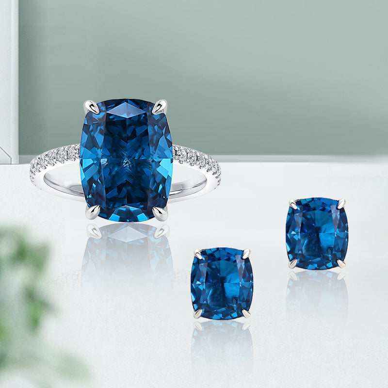 Montana Blue Simulated Diamond Jewelry Set in Sterling Silver & White Gold
