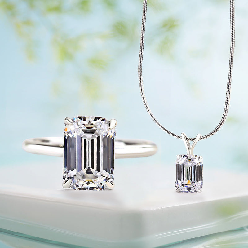 Sterling Silver Jewelry Set with White Simulated Diamonds