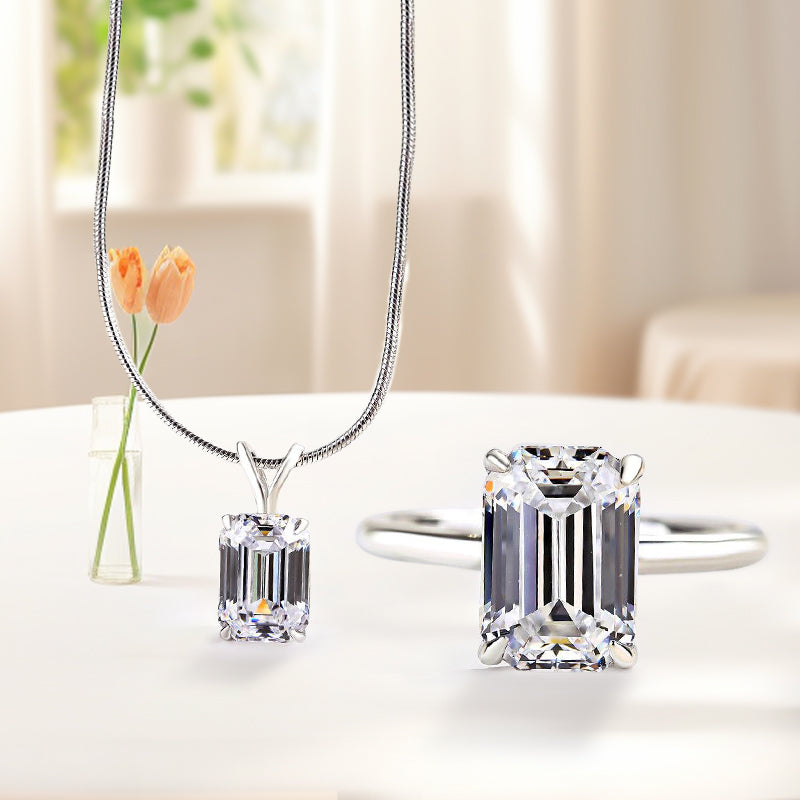 Sterling Silver Jewelry Set with White Simulated Diamonds