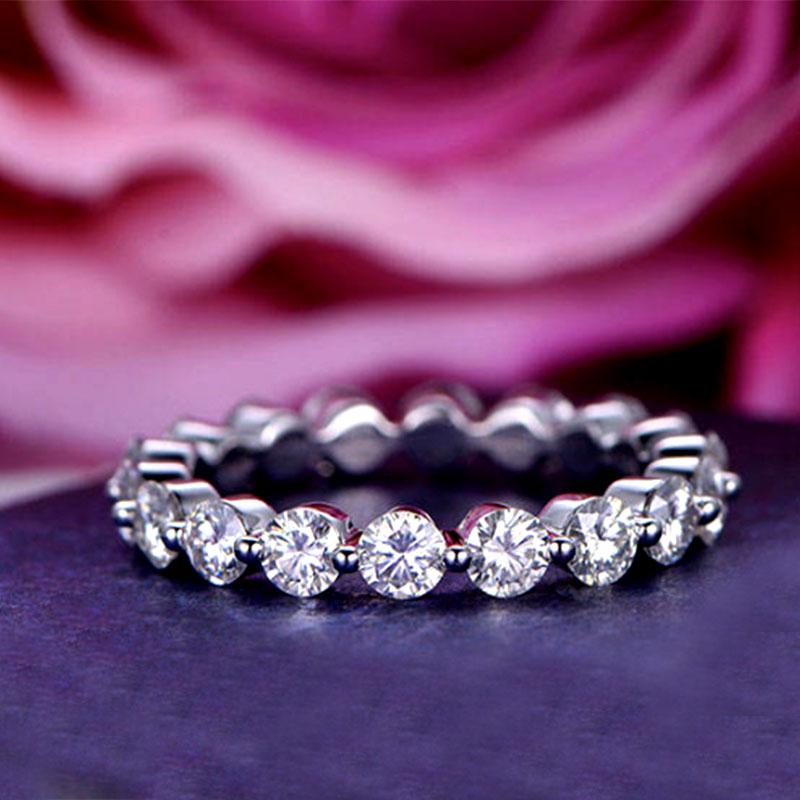 6.0 Carat Cushion Cut Diamond Wedding Band - Sterling Silver