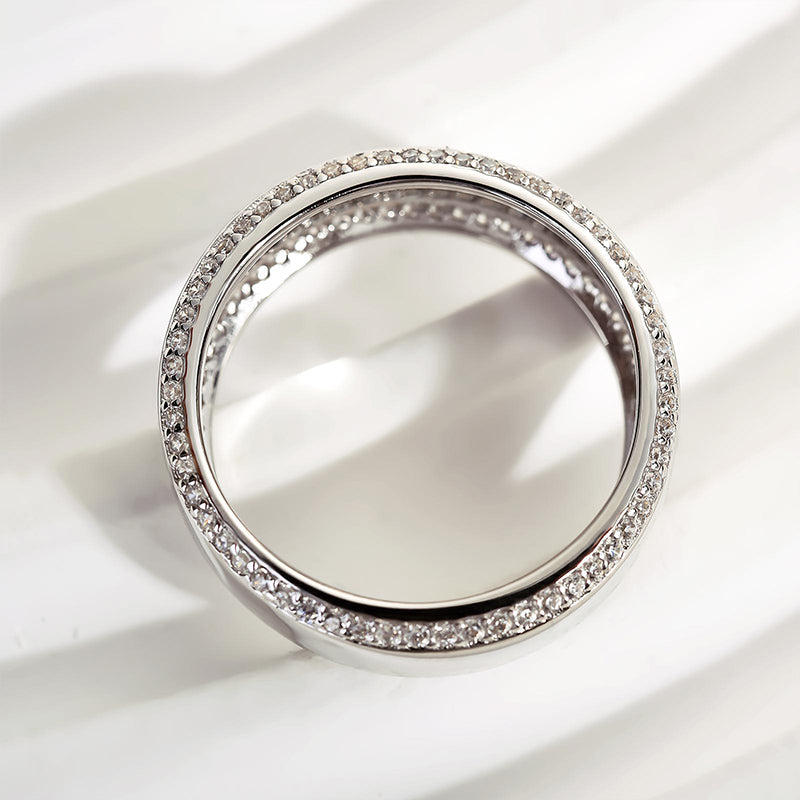 1.0Ct Men's Wedding Band - 925 Silver White Gold Plated