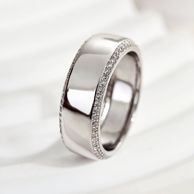 1.0Ct Men's Wedding Band - 925 Silver White Gold Plated