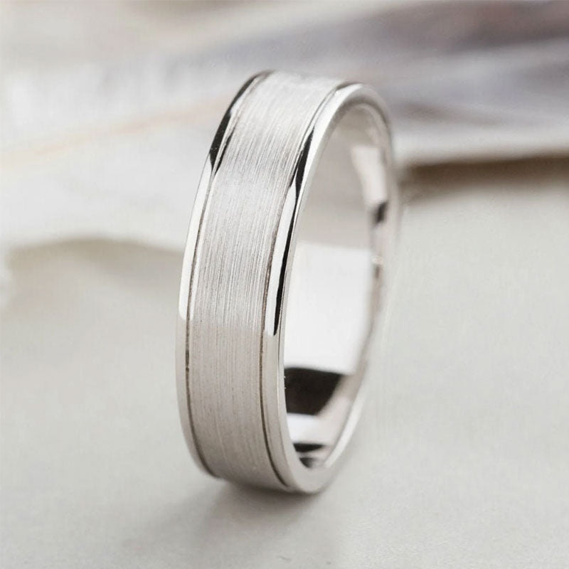 925 Sterling Silver Two-Tone Diamond Wedding Band Set