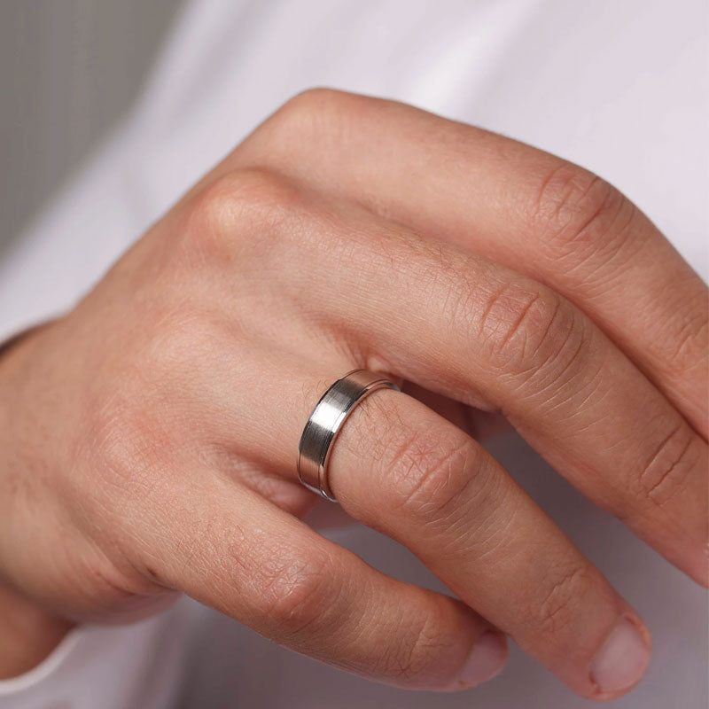 925 Sterling Silver Two-Tone Diamond Wedding Band Set