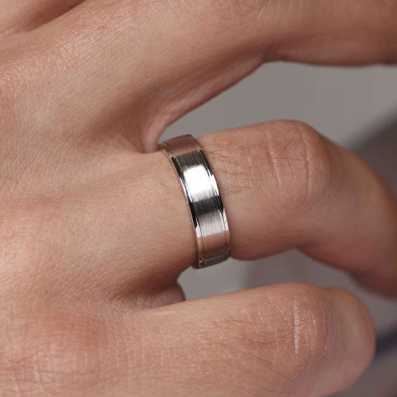 925 Sterling Silver Two-Tone Diamond Wedding Band Set