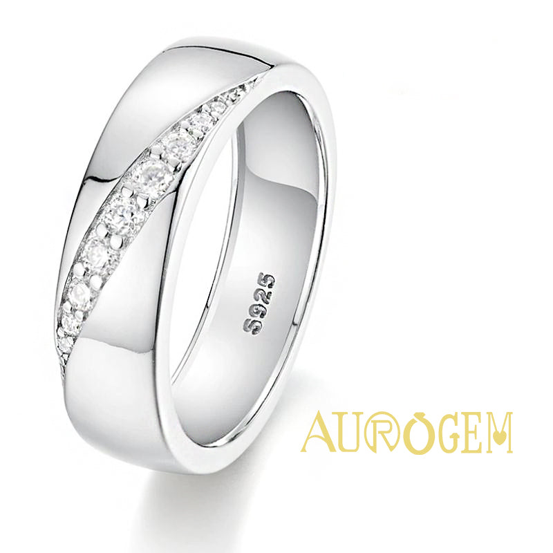 2.79g Sterling Silver Men's Ring, White Gold Plated, Round Cut Moissanite