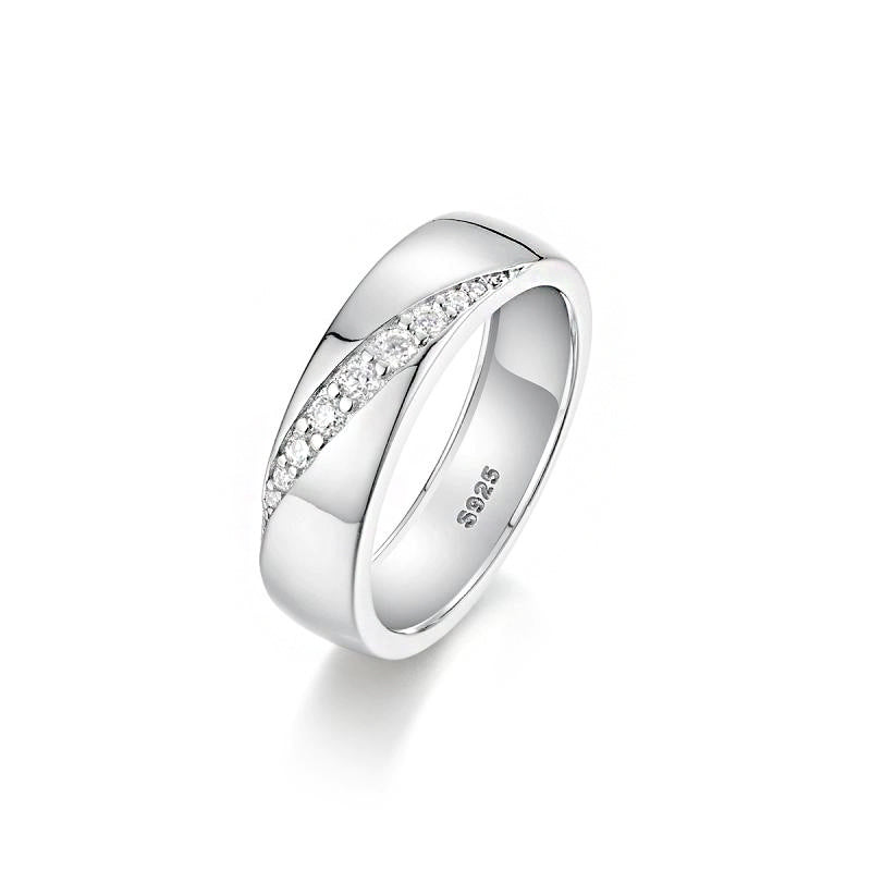 2.79g Sterling Silver Men's Ring, White Gold Plated, Round Cut Moissanite