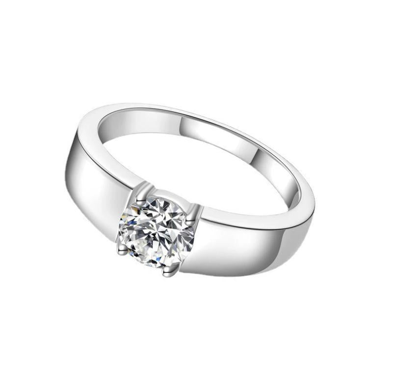 1.0 Carat Moissanite Men's Ring in Sterling Silver with White Gold Plating