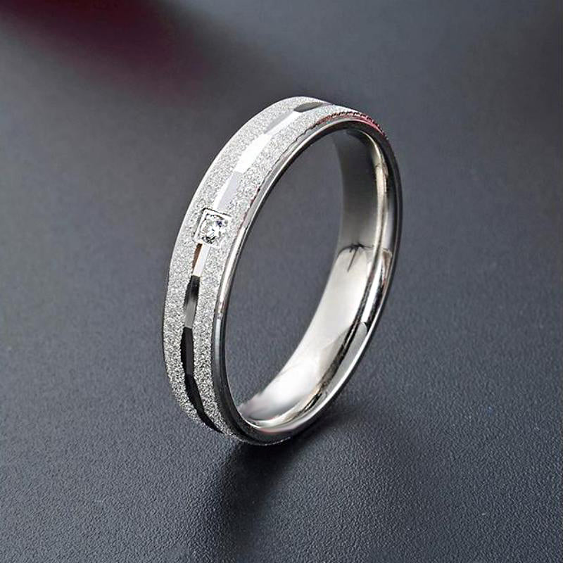 Sterling Silver Men's Ring with White Gold Plating & Round Cut White Stones