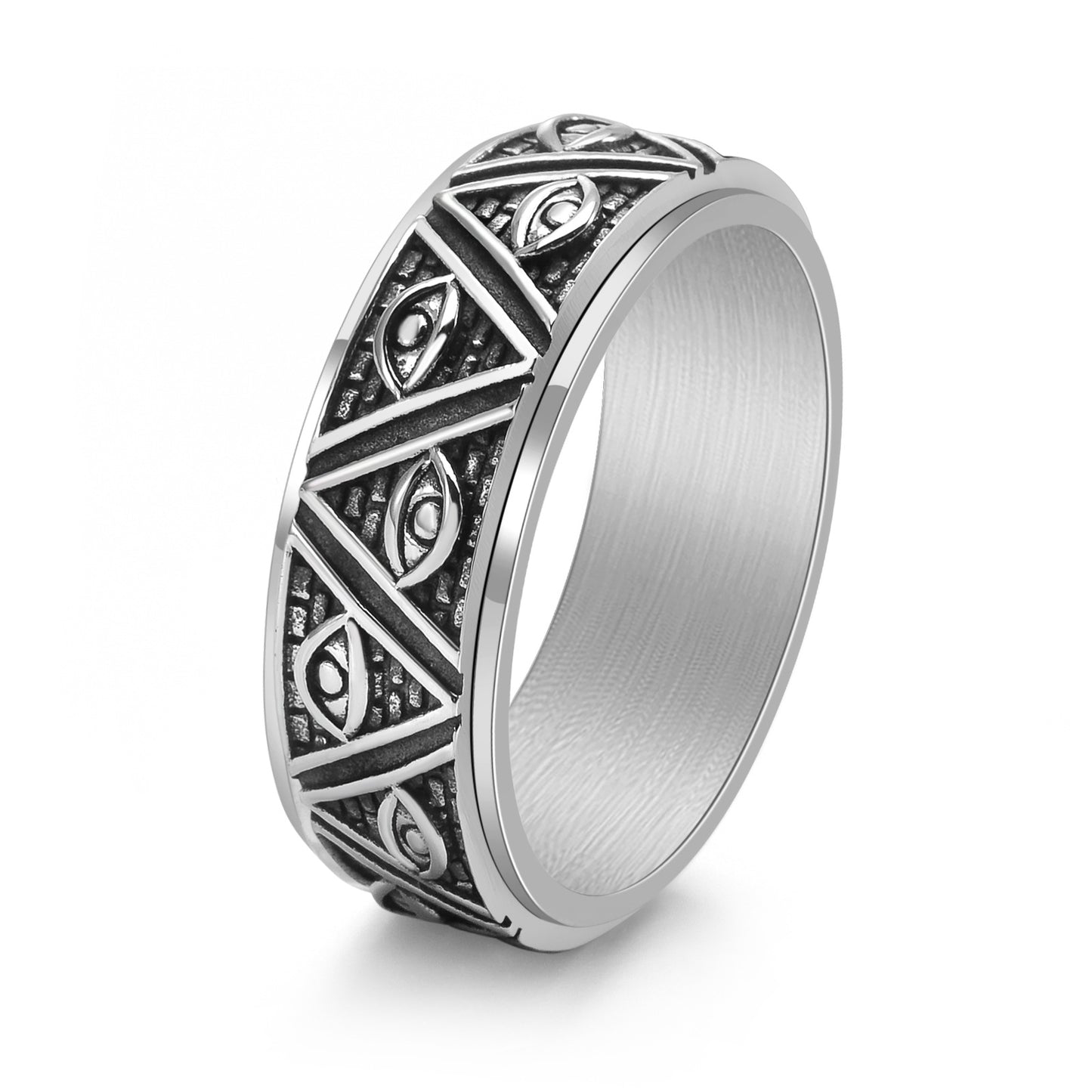 Tungsten Pyramid Eye of God Mens Wedding Band Gold Plated