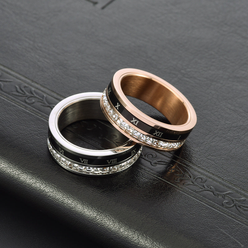 Tungsten Carbide Band White/Rose Gold Plated with Simulated Diamonds