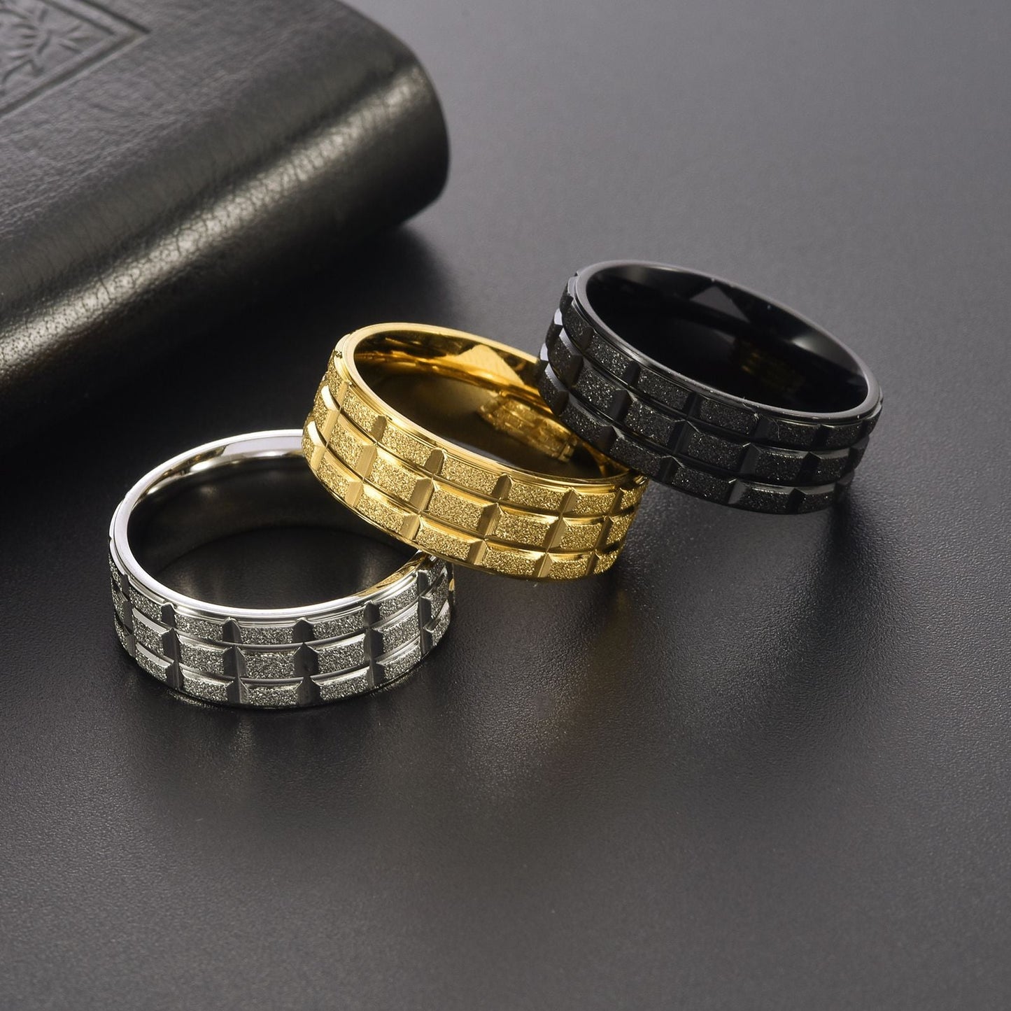 Tungsten Three-Tone Men's Wedding Band Gold Plated