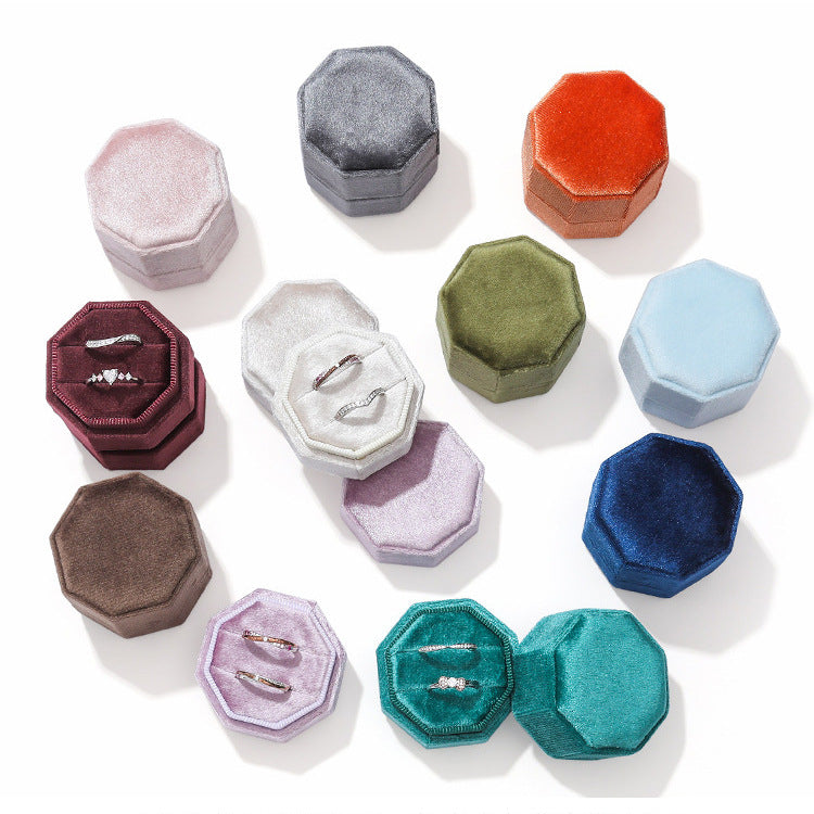 Octagonal flannel jewelry box Premium ring box