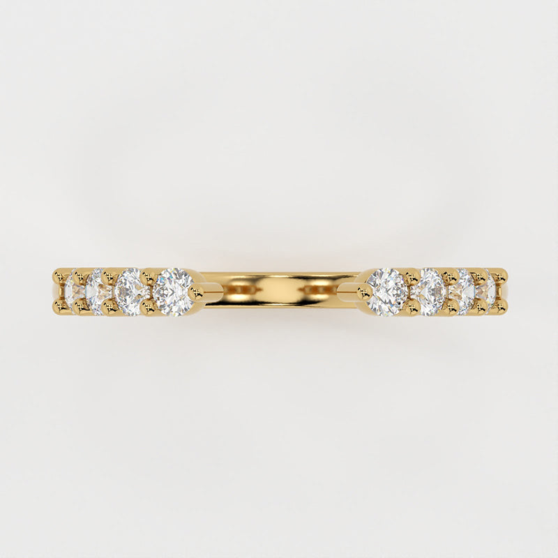 925 Silver Gold Plated Open Wedding Band with 0.3ct Simulated Diamonds