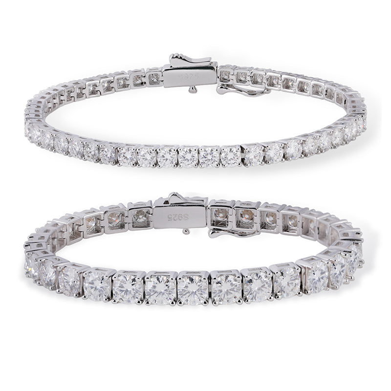 Romantic Simple White Round Cut Tennis Bracelet for Women In Sterling Silver