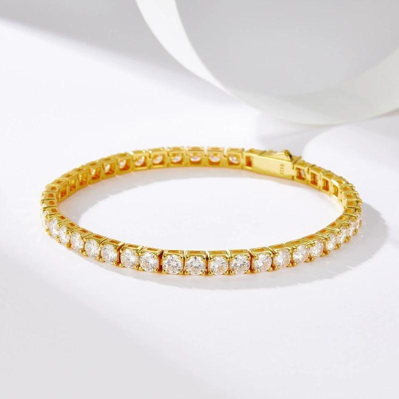 Romantic Simple White Round Cut Tennis Bracelet for Women In Sterling Silver