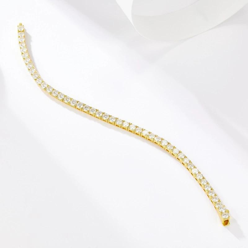 Romantic Simple White Round Cut Tennis Bracelet for Women In Sterling Silver