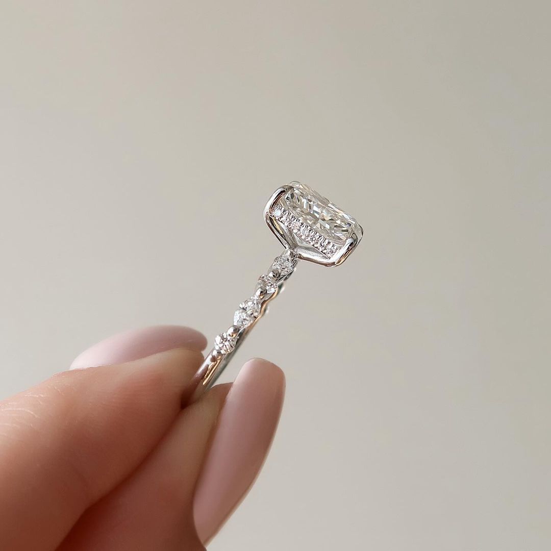 3.5 Carat Radiant-Cut Simulated Diamond Two-Tone Engagement Ring