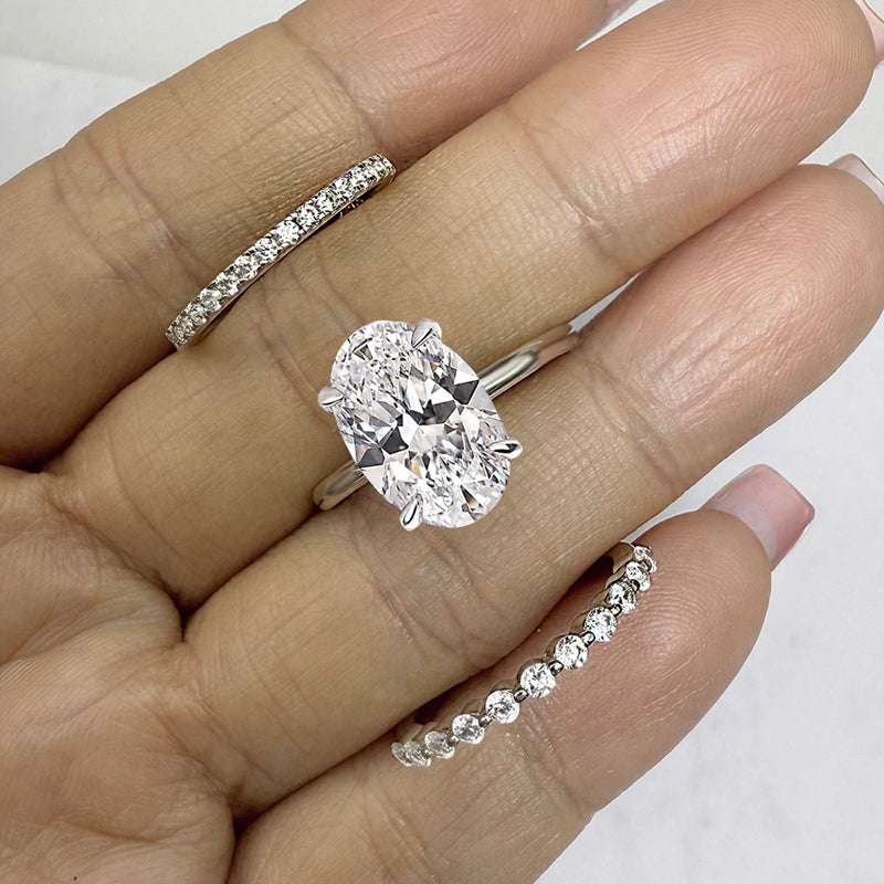 3 pcs silver Wedding Set with Oval Cut Gemstone