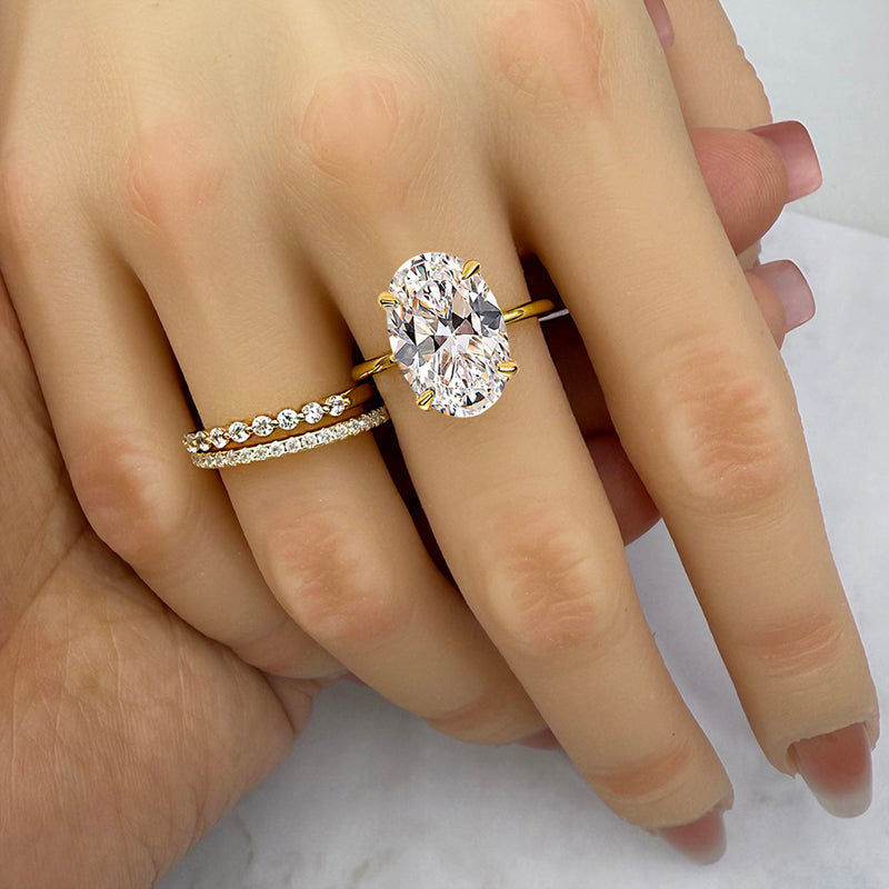 Silver Wedding Set with 3.5 Carat Oval Cut 3 pcs Gemstone