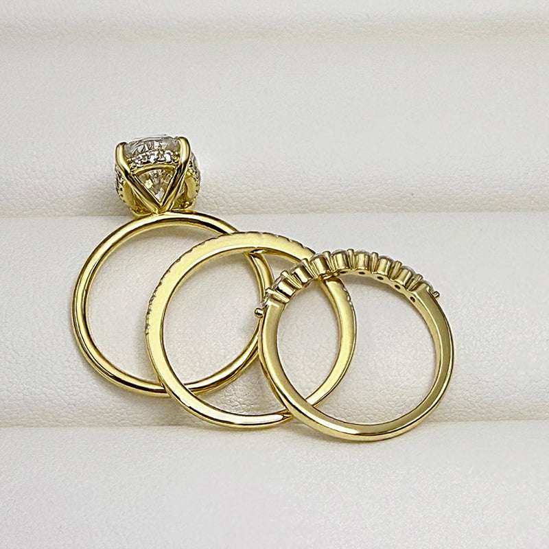3 pcs silver Wedding Set with Oval Cut Gemstone