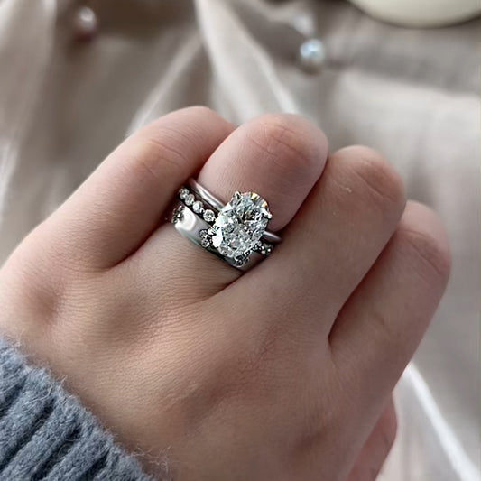 3.5Ct Oval Simulated Diamond Wedding Set, Yellow Gold Plated Sterling Silver