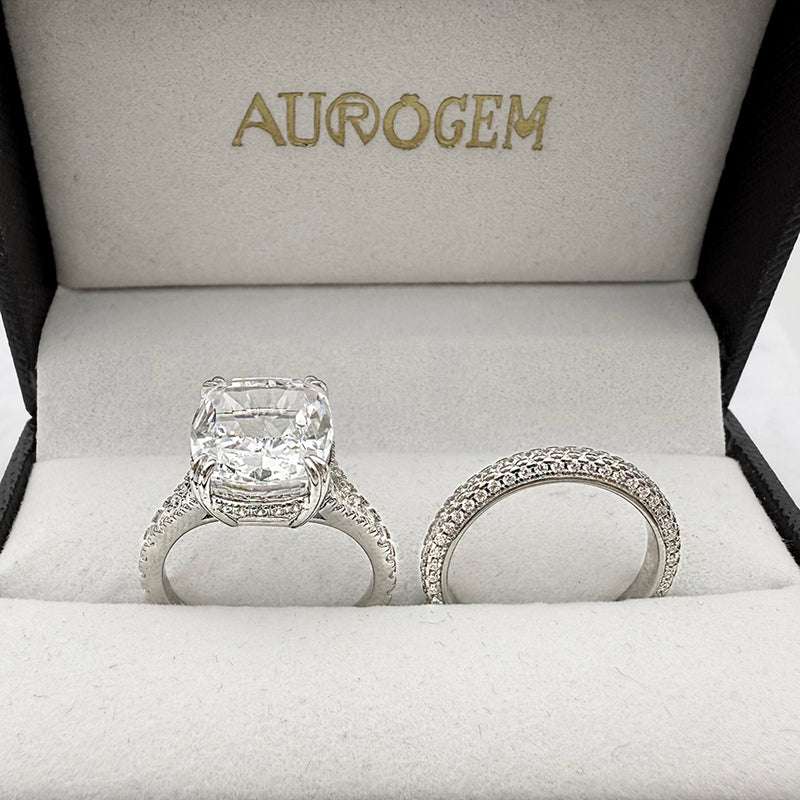 2pcs Engagement Ring Set in 925 Sterling Silver with 7 carat Simulated Diamond