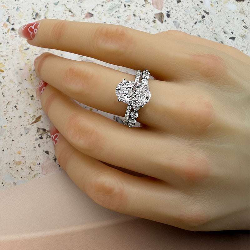 2pcs Engagement Ring Set in 925 Sterling Silver with 3.5 carat Zircon