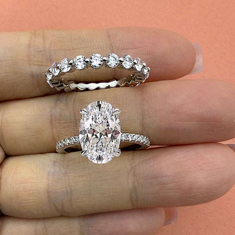 2pcs Engagement Ring Set in 925 Sterling Silver with 3.5 carat Zircon