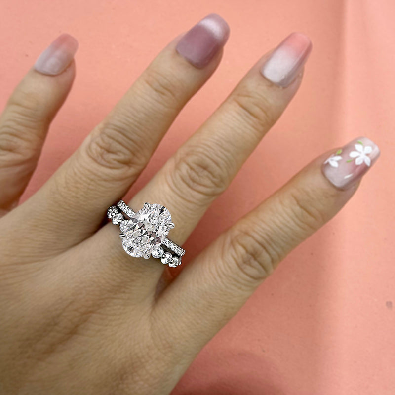 2pcs Engagement Ring Set in 925 Sterling Silver with 3.5 carat Zircon