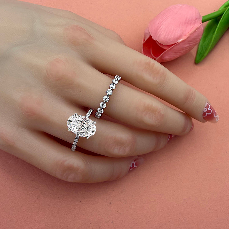 2pcs Engagement Ring Set in 925 Sterling Silver with 3.5 carat Zircon