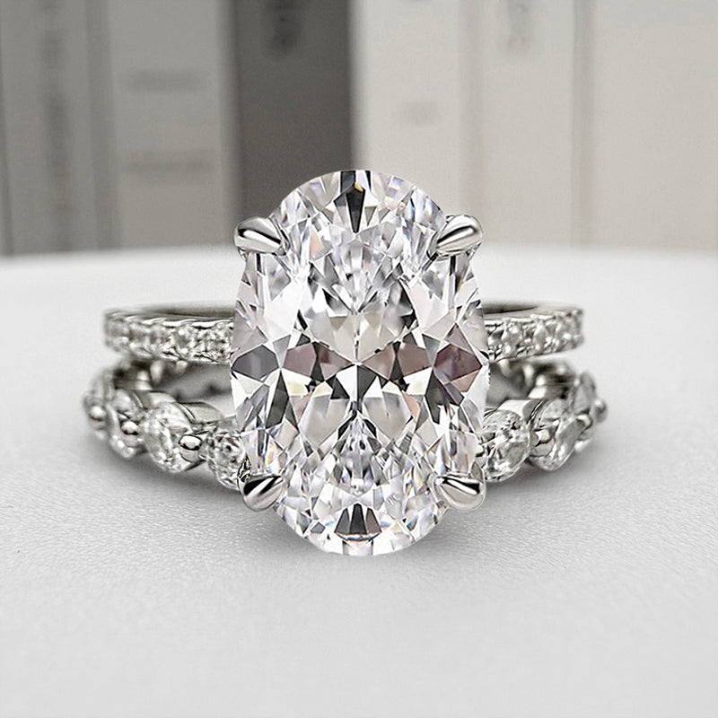 2pcs Engagement Ring Set in 925 Sterling Silver with 3.5 carat Zircon