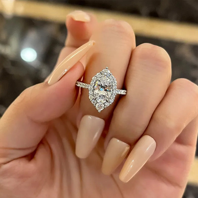 Eternal Love Oval Diamond Ring Set in Rose & White Gold