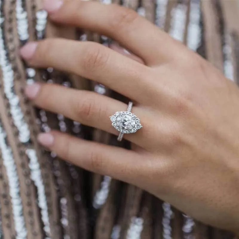 Eternal Love Oval Diamond Ring Set in Rose & White Gold