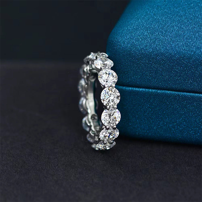 8.0 Carat Simulated Diamond Wedding Band in Rhodium-Plated Sterling Silver