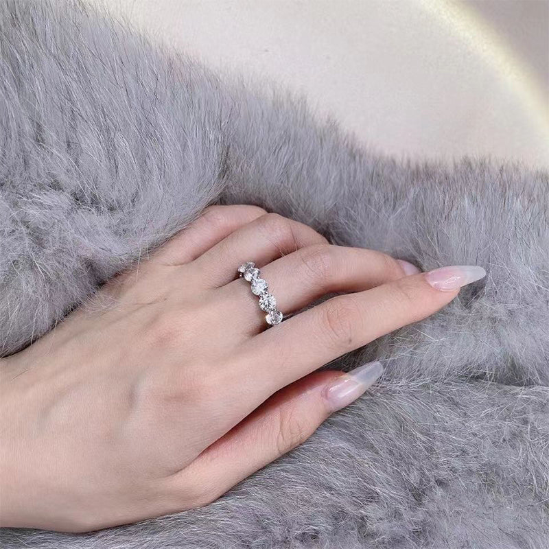 8.0 Carat Simulated Diamond Wedding Band in Rhodium-Plated Sterling Silver