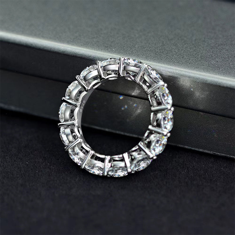 8.0 Carat Simulated Diamond Wedding Band in Rhodium-Plated Sterling Silver