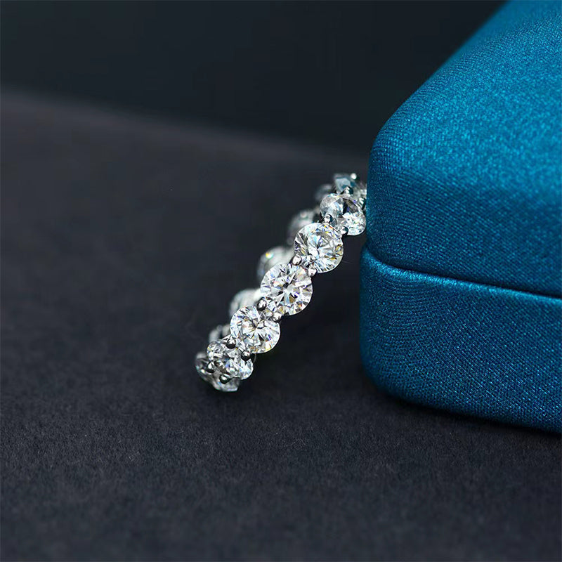 8.0 Carat Simulated Diamond Wedding Band in Rhodium-Plated Sterling Silver