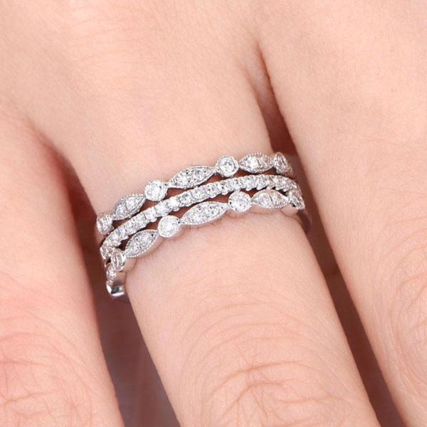 Elegant Wedding Band Set - Sterling Silver, 1.5ct Sona Simulated Diamonds