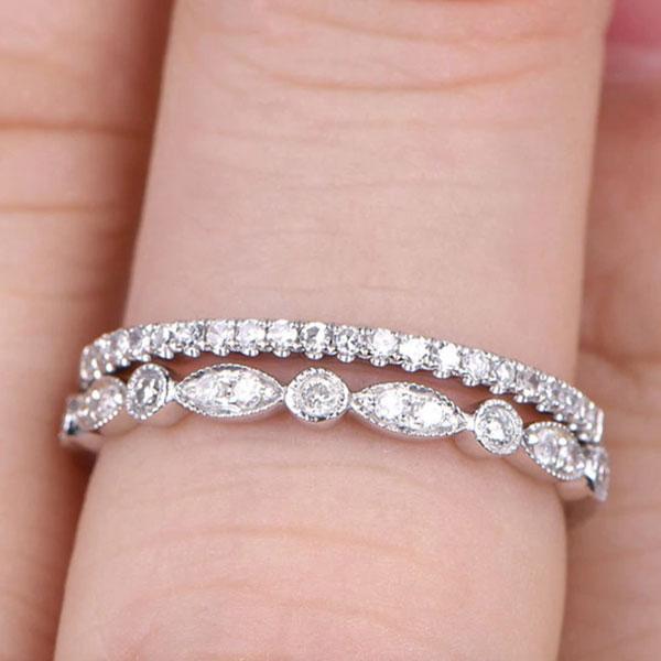 Stackable 1.2ct Diamond Wedding Band – White & Rose Gold