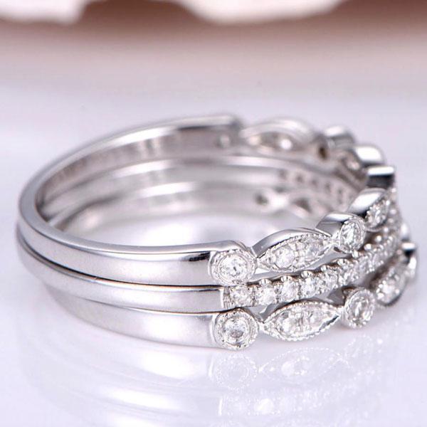Elegant Wedding Band Set - Sterling Silver, 1.5ct Sona Simulated Diamonds